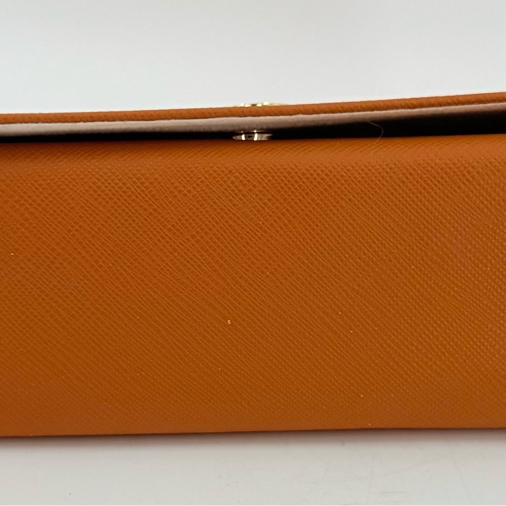 Tory Burch Glasses Sunglasses Semi Rigid Orange Faux Leather Case New NWOT - Picture 6 of 7